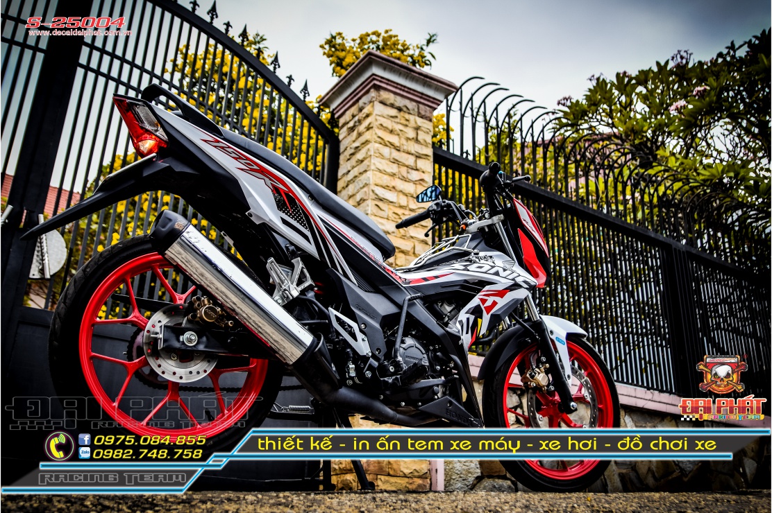 Tem Xe Sonic 150 Trắng Đỏ Đen