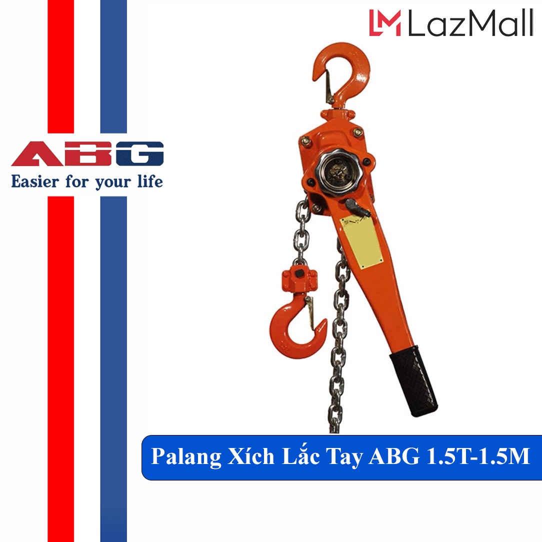 Palang Xích Lắc Tay ABG 1.5T-1.5M - Ba Lăng 1.5 Tấn, 1.5 Mét Xích Giúp Nâng Hạ Vật Nặng Trong Công Nghiệp Và Đời Sống (Giao Màu Ngẫu Nhiên)