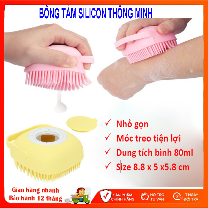 [Mẫu mới 2021] Bông tắm silicon có chỗ đựng sữa tắm tiện lợi, miếng tắm silicon, miếng chà silicon giúp tẩy tế bào chết toàn thân, bông tắm silicon tạo bọt siêu mềm tiện lợi hơn dây tắm chà lưng silicon 2 mặt, bàn chải tắm