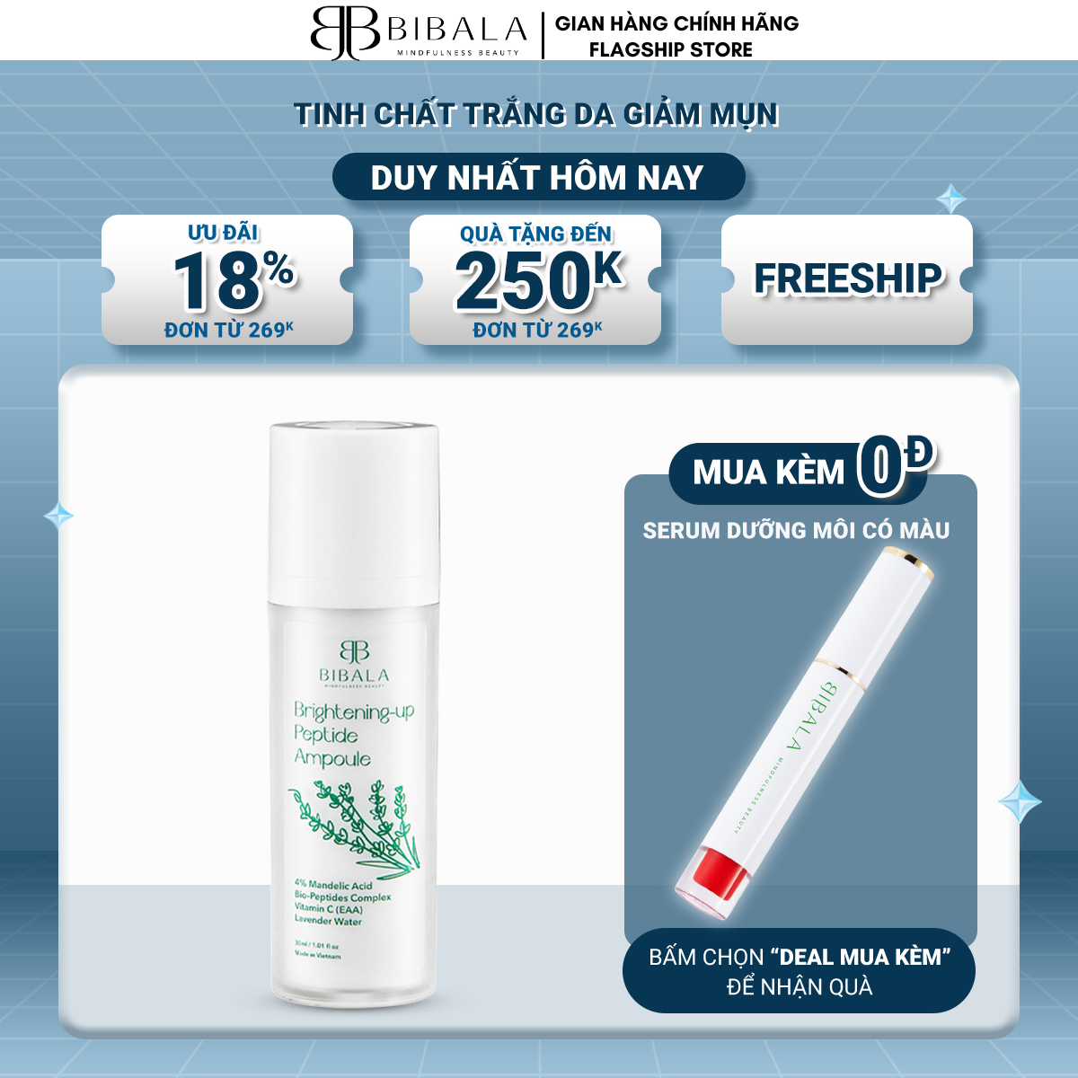 Tinh chất dưỡng da cao cấp từ phức hợp peptide bibala rightening-up peptide ampoule 30ml