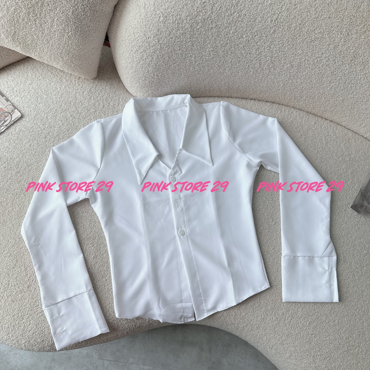 Áo sơ mi nữ tay dài, kiểu cổ bẻ PINKSTORE29 phong cách sang trọng cá tính A5787
