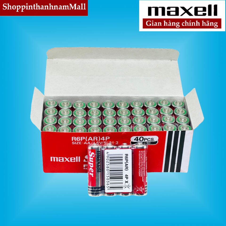 Hộp 40 viên pin aa maxell super siêu bền - hàng chính hãng