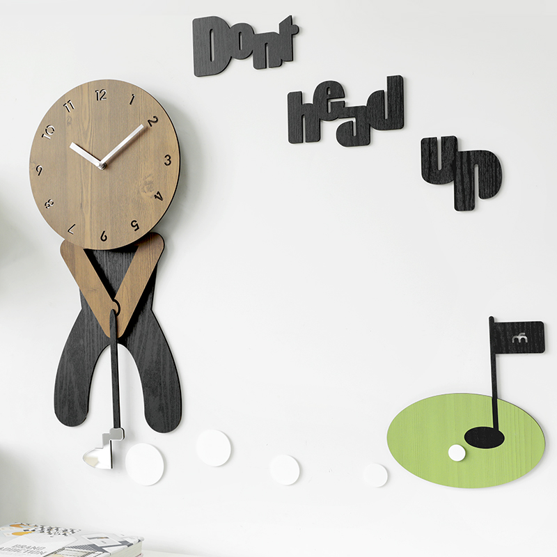 Đồng hồ treo tường hình Golf Play - Golf Play clock chất liệu MDF, Acrylic kim trôi không gây ồn, style Hàn Quốc tối giản