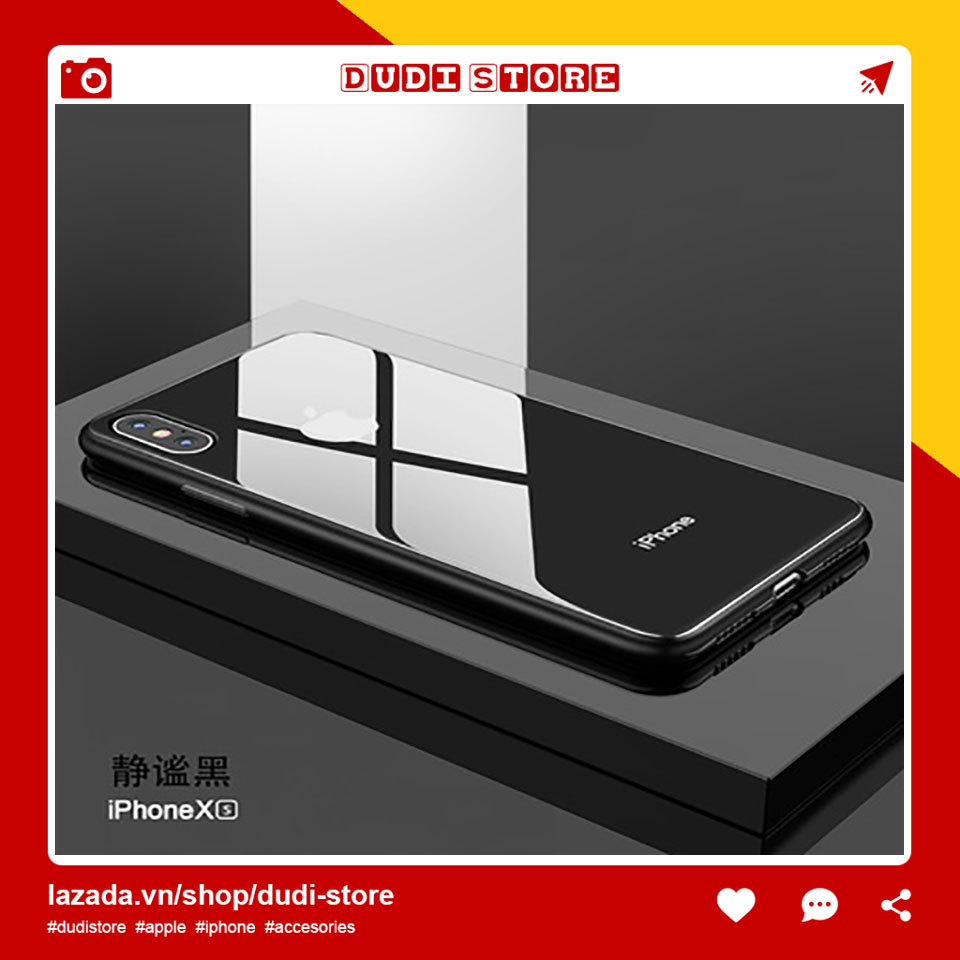 Case Ốp lưng kính viền crom siêu đẹp dành cho điện thoại iphone 6 6 plus 6s 6s plus 7 7 plus 8 8 plus X Xs Xs Max 11 11 pro 11 pro max Dudi Store