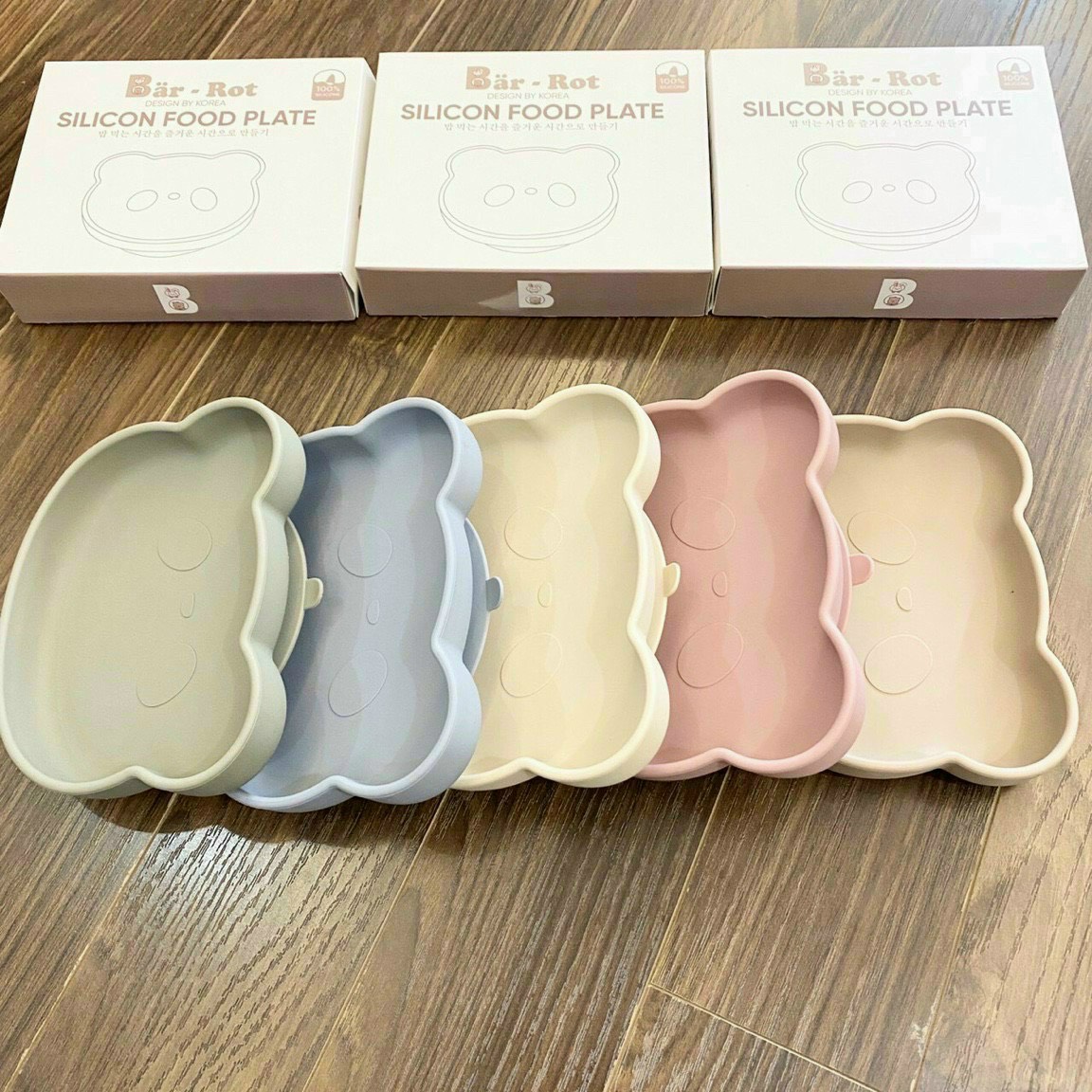 Khay ăn dặm hình gấu bar-rot silicon food tray