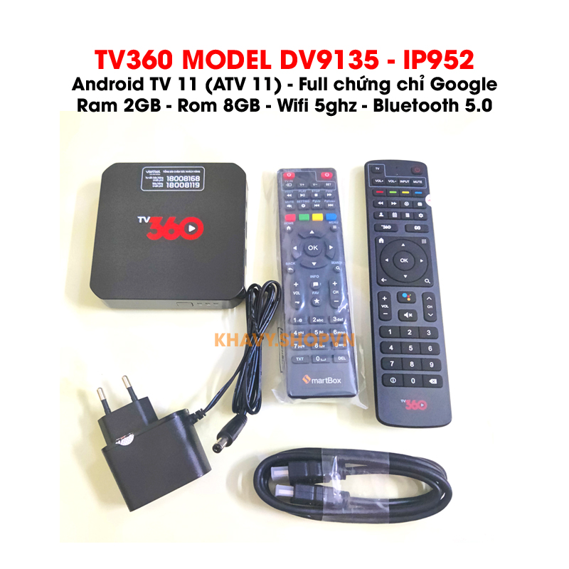 Android tv box viettel, tv360 dv9135 - ip952 qua sử dụng, đầy đủ phụ kiện