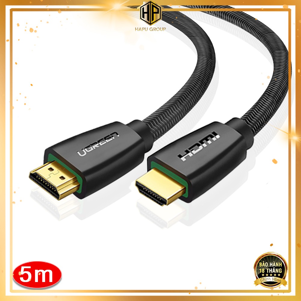 Cáp HDMI Ugreen 40412 dài 5m chuẩn HDMI 2.0 hỗ trợ 4Kx2K chính hãng - Hapugroup