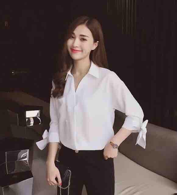 [HCM]ÁO SƠMI CỘT NƠ TAY LỠ