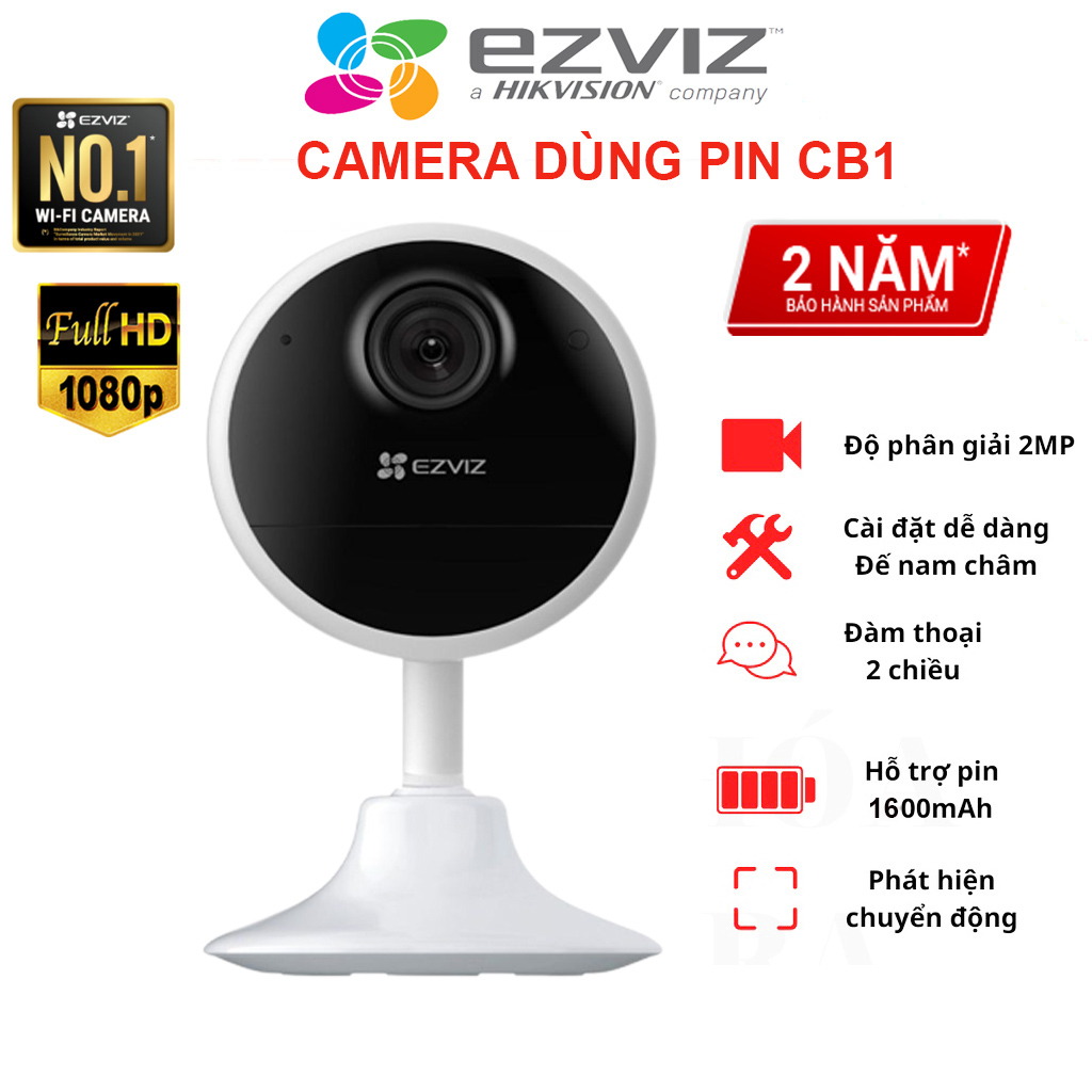 Camera WiFi / CAMERA Ezviz CB1 Full HD 1080p Đàm Thoại 2 Chiều Quay Đêm Hồng Ngoại Pin 1600mah Dùng Tối Đa 40 Ngày 1 Lần Sạc Hình Ảnh Sắc Nét Chức Năng Còi Hú Cảnh Báo Đế Nam Châm Chuẩn Ghi Hình H265