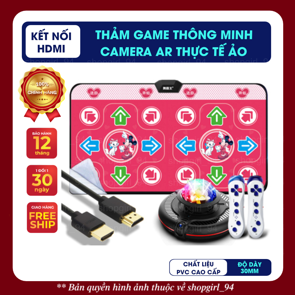 Thảm chơi game, thảm nhảy cao cấp, kết nối HDMI, chất liệu PVC, có camera AR với đầy đủ tính năng