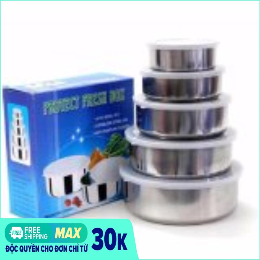 Bộ 5 Hộp Đựng Thực Phẩm Inox + Tặng thìa inox cao cấp