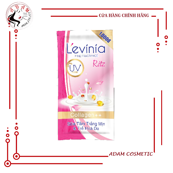 Dây Sữa Tắm Trắng Mịn & Trẻ Hóa Da Colagen L'evinia 12 gói 6g Hồng - Ritz