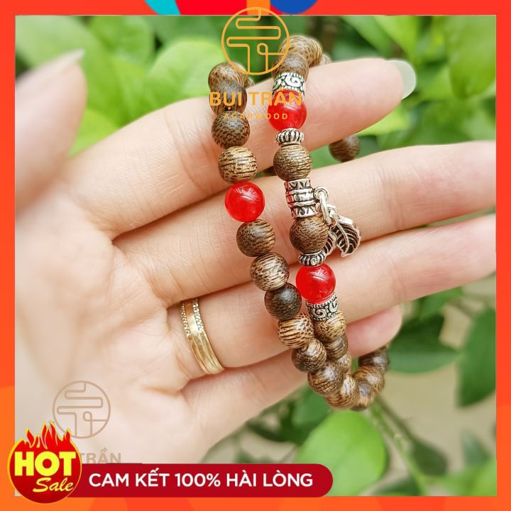 Vòng Trầm Hương 54 Hạt Mix Charm Đá Phong Thủy