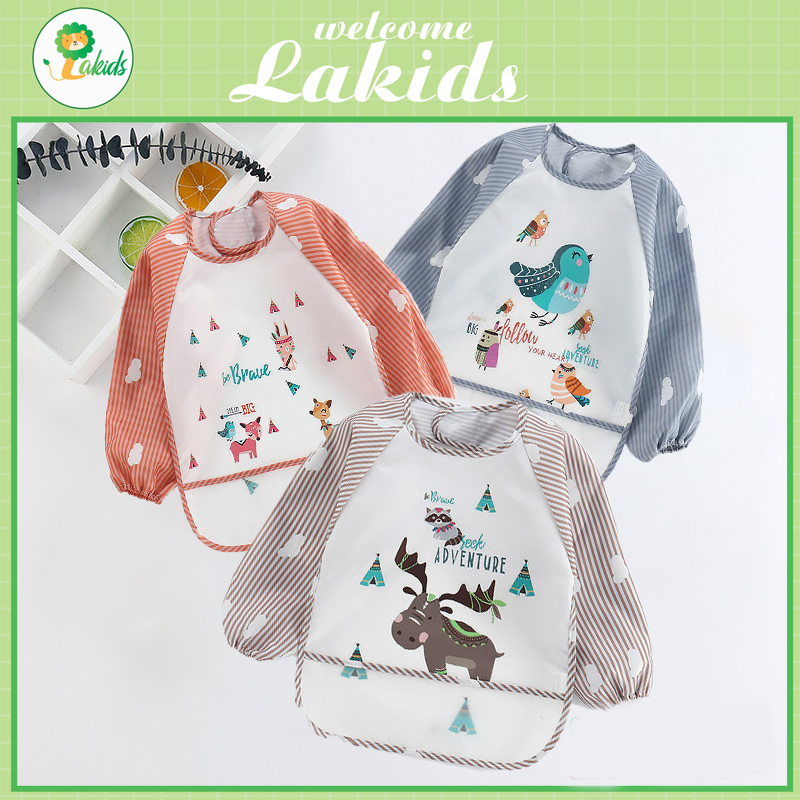 Áo yếm ăn dặm chống thấm BLW LAKIDS có máng hứng cho bé từ 6 tháng đến 3 tuổi