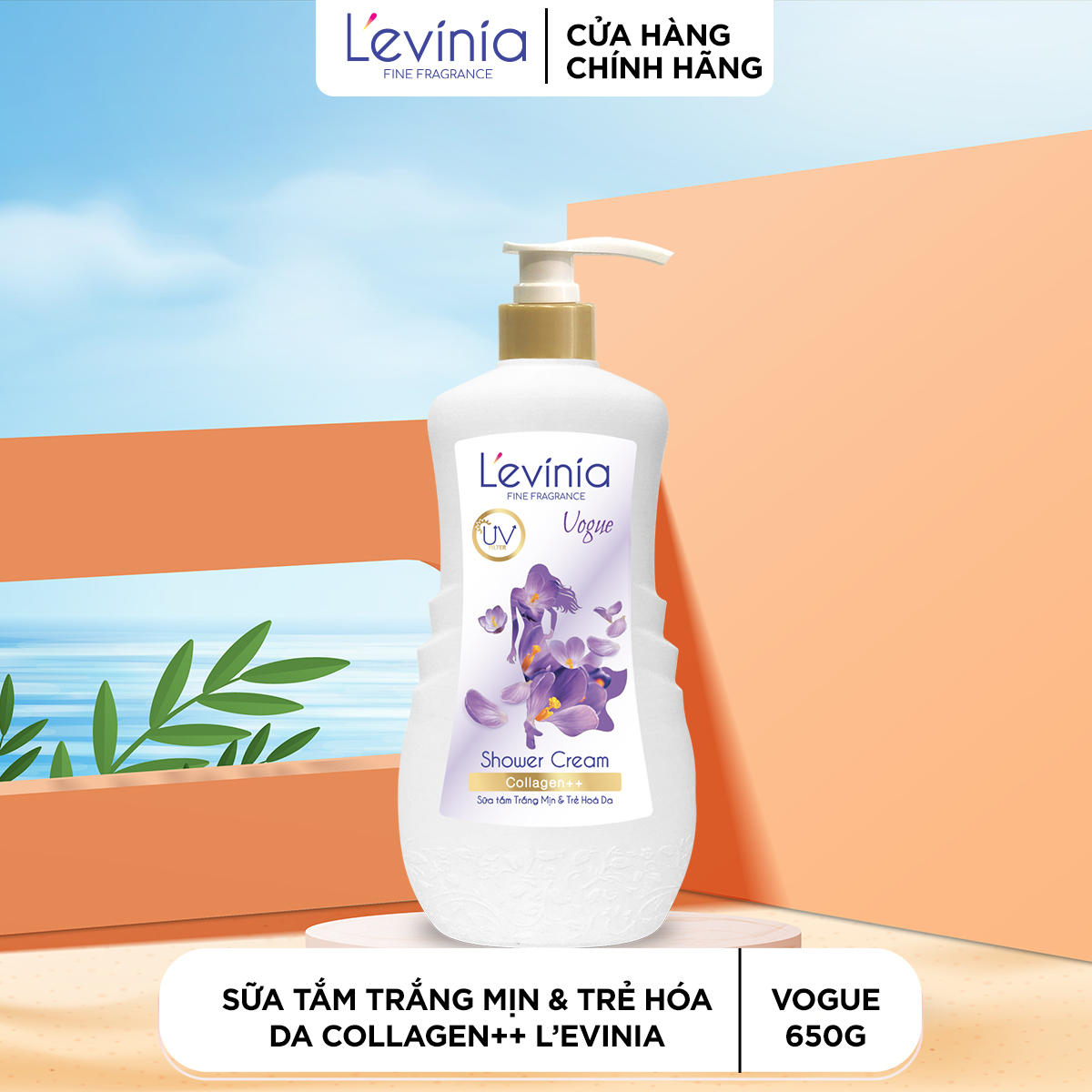 Sữa Tắm Trắng Mịn & Trẻ Hóa Da L'evinia Collagen++ VOGUE 650ml