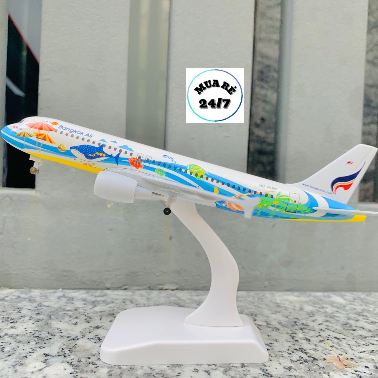 MÔ HÌNH MÁY BAY 20CM BANGKOK AIR A320 AIRBUS CAO CẤP CÓ BÁNH XE TỈ LỆ