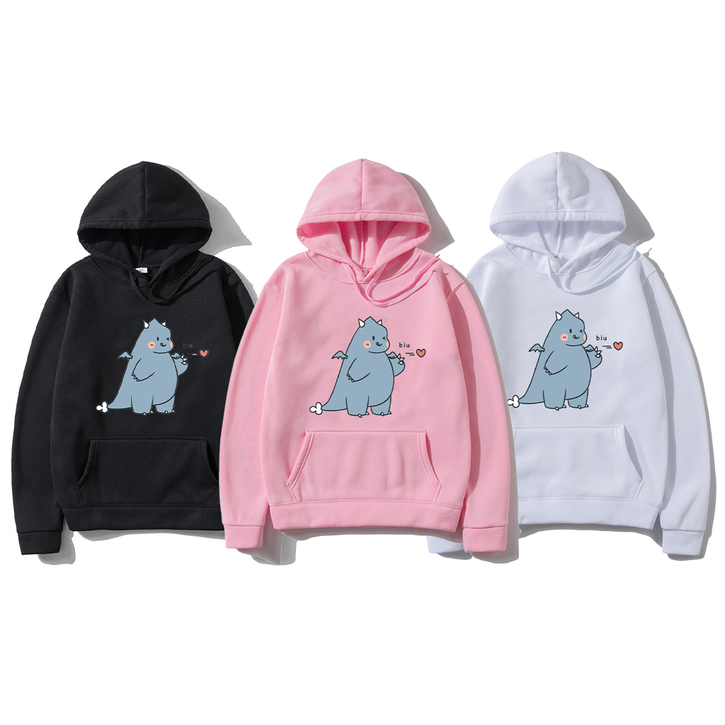 ÁO KHOÁC HOODIE IN HÌNH KHỦNG LONG BẮN TIM SIÊU DỄ THƯƠNG - ÁO HOODIE NAM NỮ DÁNG RỘNG CHẤT NỈ BÔNG 30KG 57KG