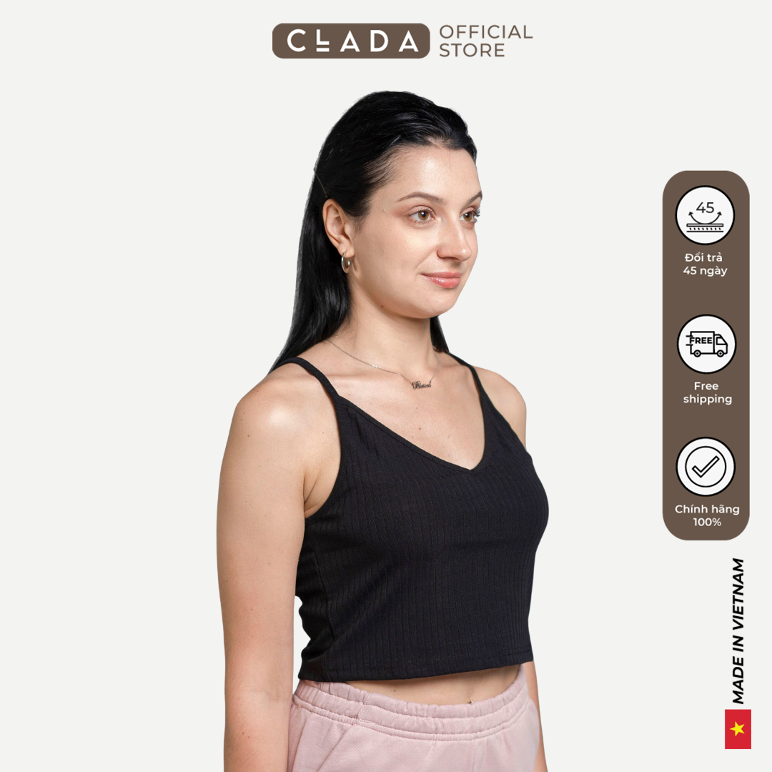 Áo croptop hai dây len tăm nữ thương hiệu clada - al006