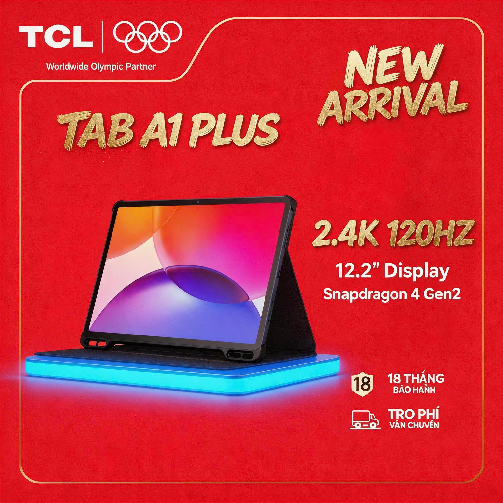 【Tablet 2.4K 120Hz】Máy tính bảng TCL A1 TAB Plus 12.2 inch - Chip Snapdragon 4 Gen 2 – Thiết kế kim loại - Hàng mới ra mắt - Bảo hành 18 Tháng - Hàng chính hãng