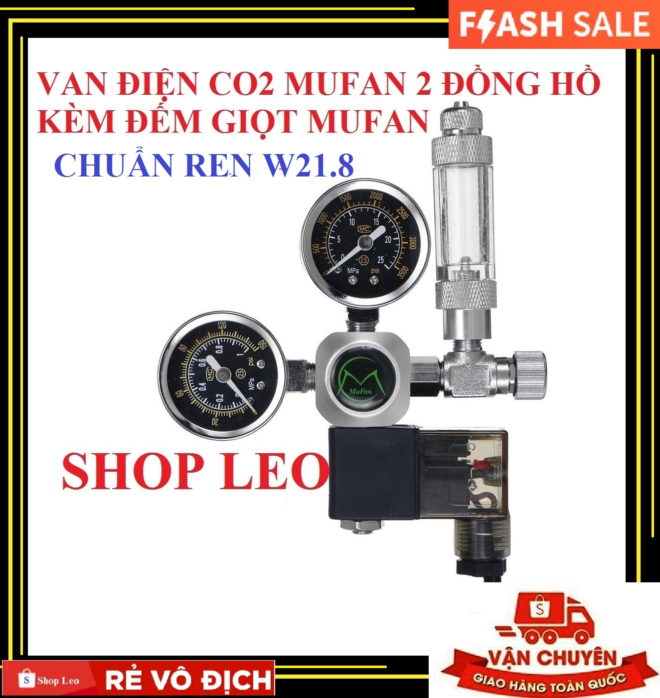 Van điện co2 mufan ren w21.8 - van điện tinh chỉnh co2 - van điện mufan giá tốt nhất - phụ kiện thủy sinh - shopleo