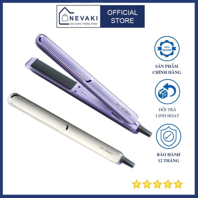 Máy duỗi tóc mini đa năng 3 in 1 LT Bear bổ sung ion âm dưỡng tóc, máy ép tóc, uốn tóc, thanh nhiệt bằng gốm giúp bảo vệ tóc , 5 mức nhiệt phù hợp với mọi loại tóc Nevaki