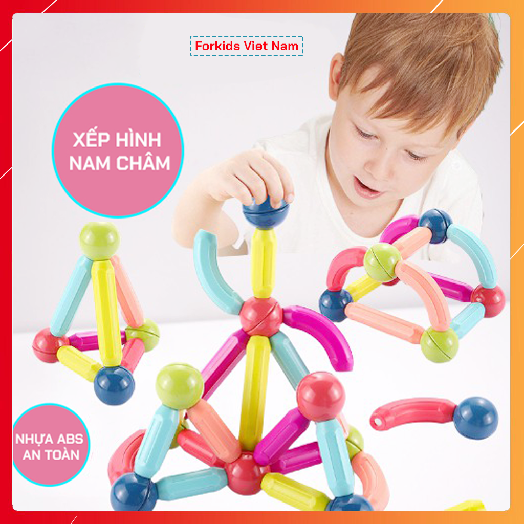 Bộ đồ chơi Xếp Hình Nam Châm cho bé - Đồ chơi lắp ghép cho trẻ em giúp phát triển trí tuệ