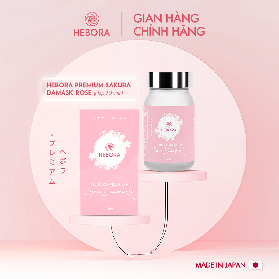 Viên uống tỏa hương Hebora Premium Sakura Damask Rose (Hộp 60 viên) - Hàng chính hãng