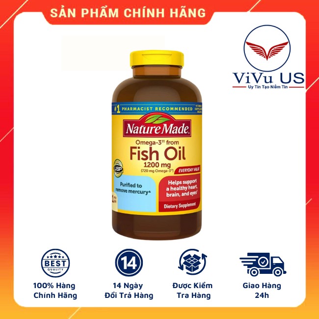 Dầu cá nature made fish oil 1200mg 720mg omega-3 290 viên