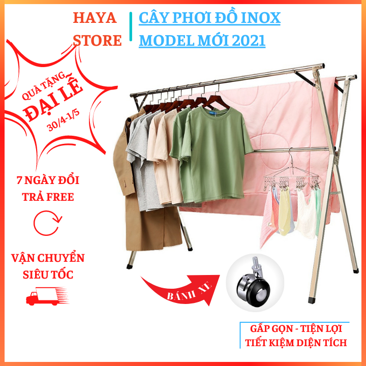 Cây Phơi Đồ Thông Minh Gấp Gọn, Giá Treo Quần Áo, Ban Công, Nhà Tắm Bằng Inox GP20