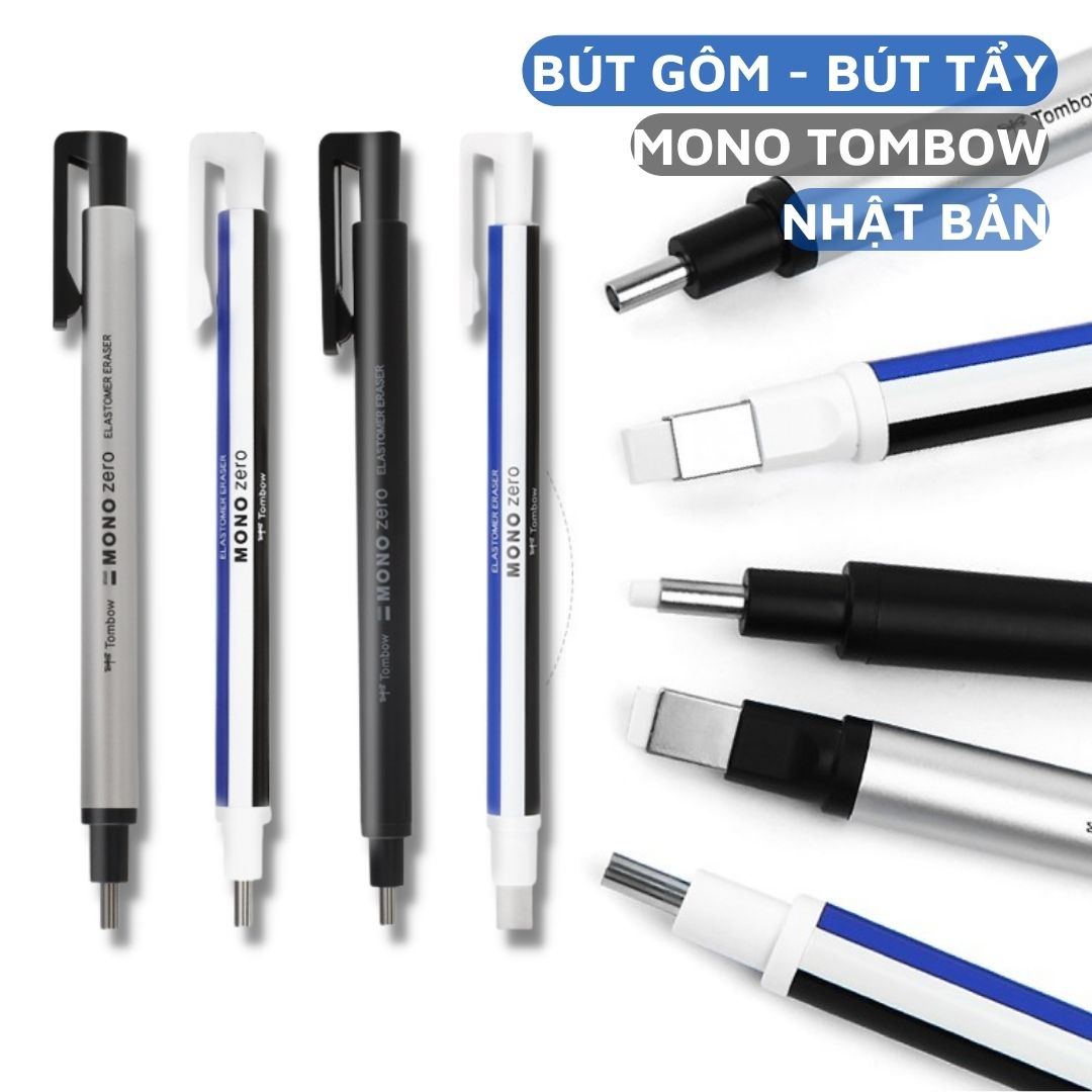 Bút tẩy bấm - bút gôm mono zero - tombow tẩy đầu nhỏ cao cấp nhật bản