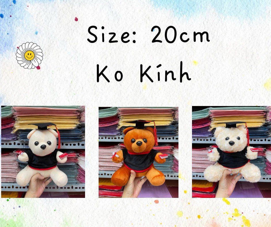 Gấu bông tốt nghiệp lông mịn size 20cm