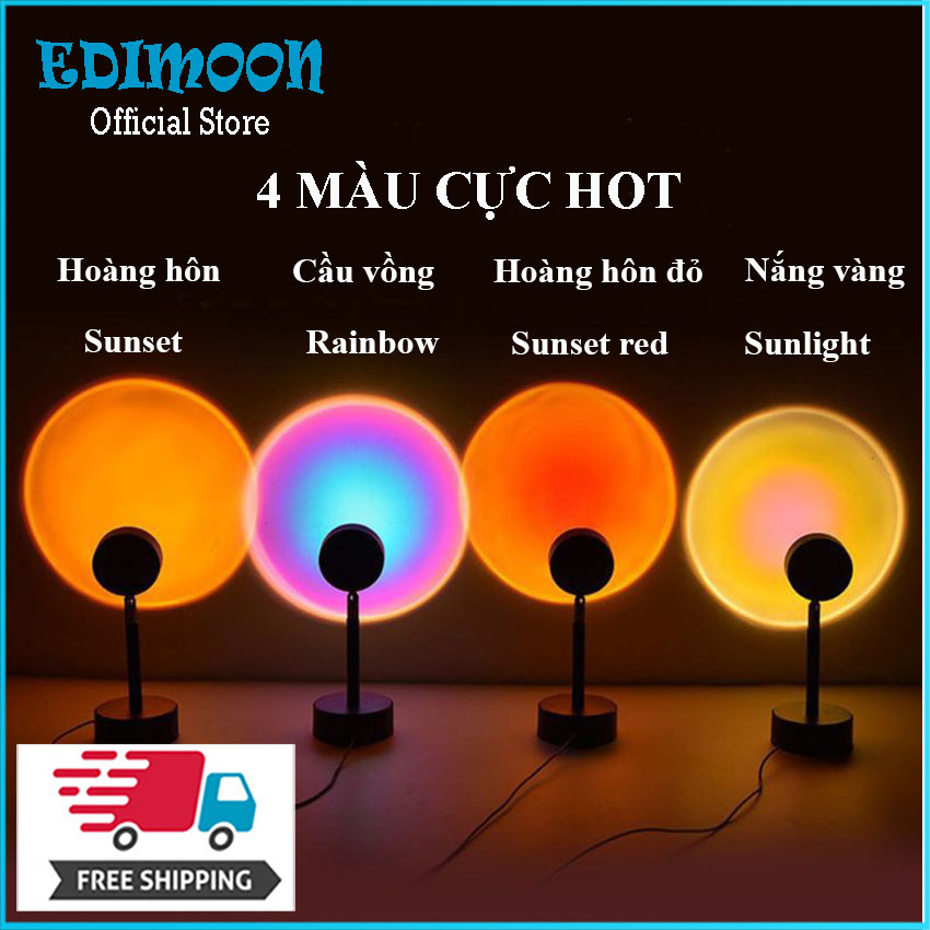 Đèn hoàng hôn sunset, cầu vồng, chụp hình sống ảo, đèn 16 màu 16 triệu màu SIÊU HOT TIKTOK đèn led trang trí quay video hot trend  |EDIMOON