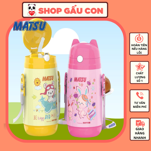 [Dụng cụ học sinh] bình đựng nước học sinh có ống hút  thương hiệu Duy Tân thiết kế có dây đeo, thể tích 500ml, đa dạng màu sắc hàng Việt Nam