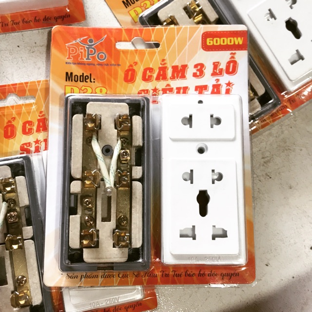 Ổ cắm 3 lổ siêu tải pipo6000w