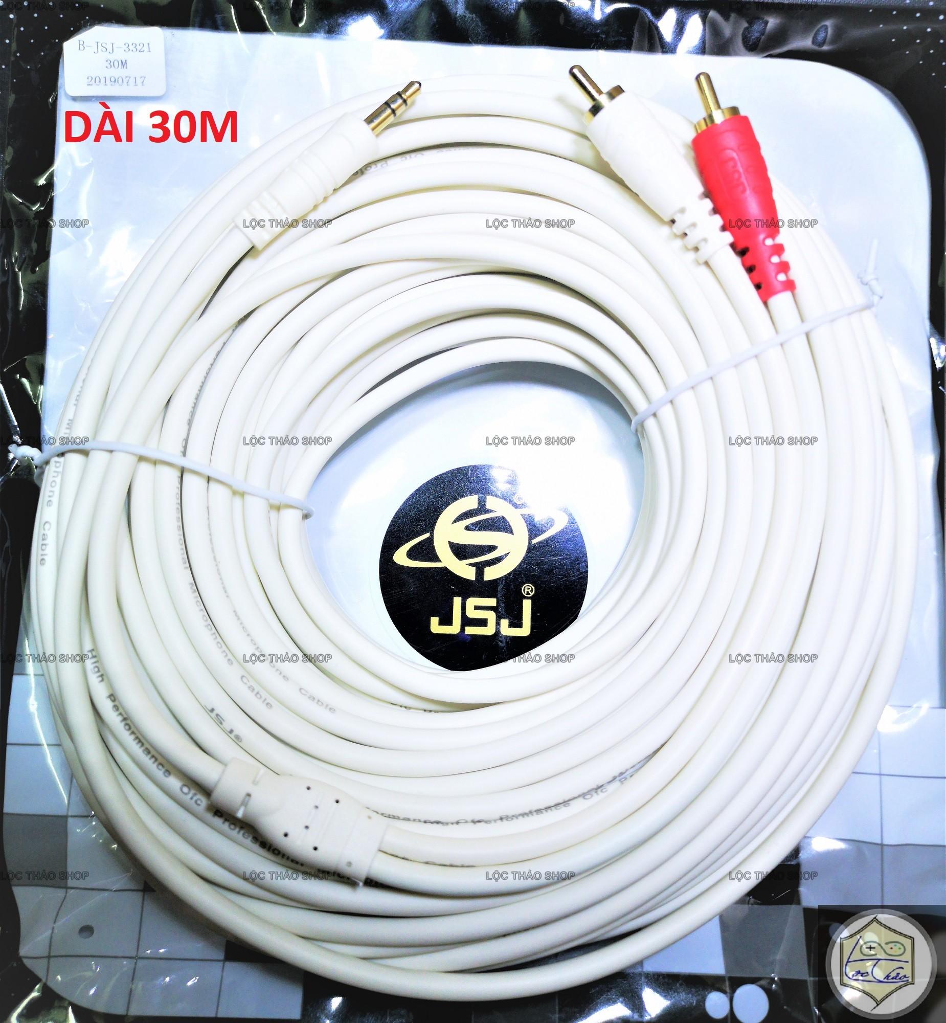 Cáp loa jack 3.5 ra 2 AV Hoa sen dài 30M Cao Cấp