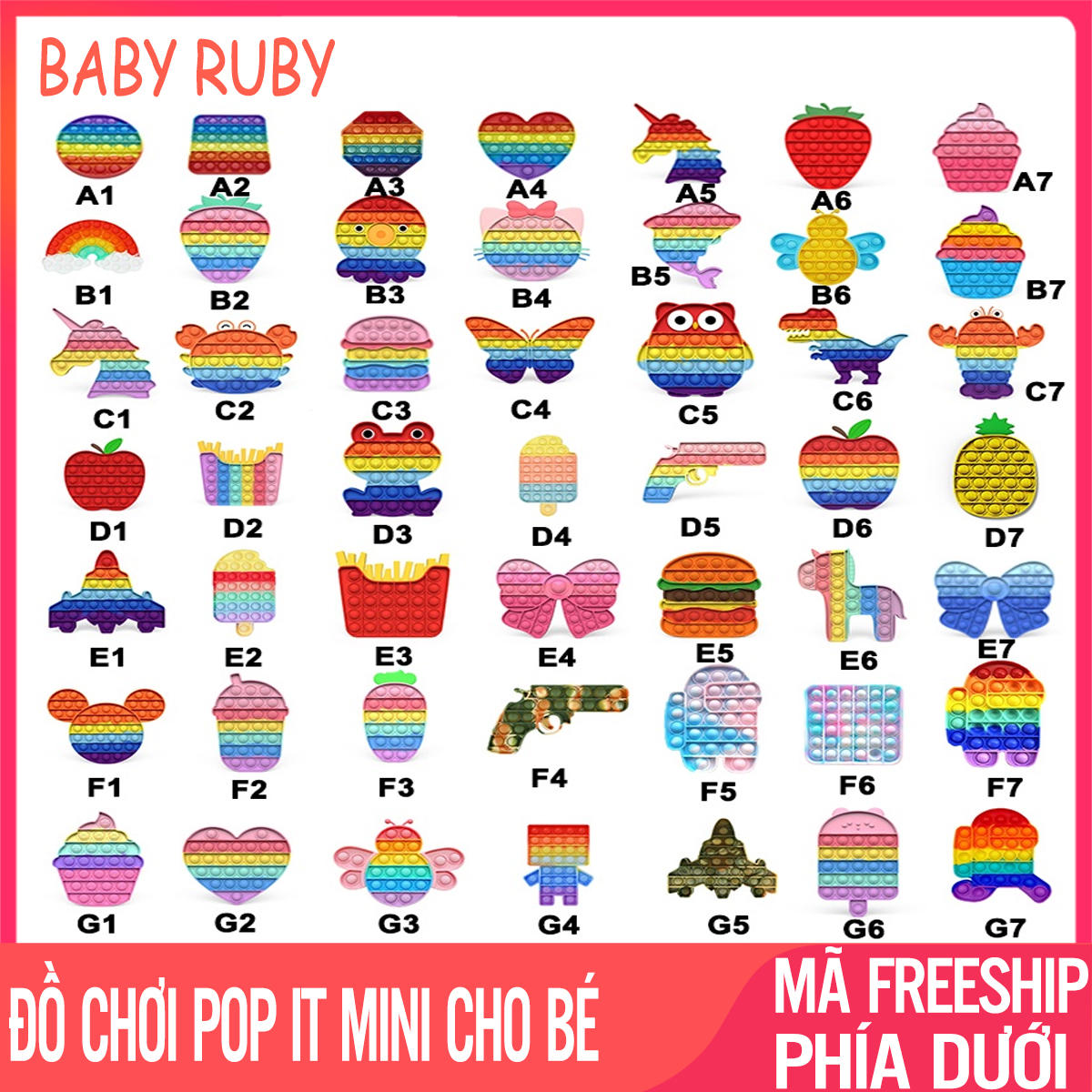 Pop It Mini - Đồ Chơi Bóp Bong Bóng Thư Giãn Xả Stress, Kích Thước 7x8cm - pop it khổng lồ, pop it mini, pop it among us, pop it đồ chơi, pop it đồ chơi rẻ, pop it giá rẻ 1k khổng lồ, pop it giá rẻ 10k, pop it khổng lồ