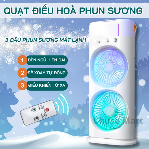 Quạt Phun Sương tích điện 2 Đầu Quạt Hơi Nước Phun Sương 2 Tầng Quạt phun sương 2 đầu - Giá Tốt, Miễn Phí Vận Chuyển Quạt mini phun sương 2 đầu để bàn tiện lợi, quạt hơi nước