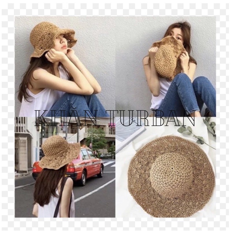 Mũ cói xinh vành to che nắng phong cách hàn quốc