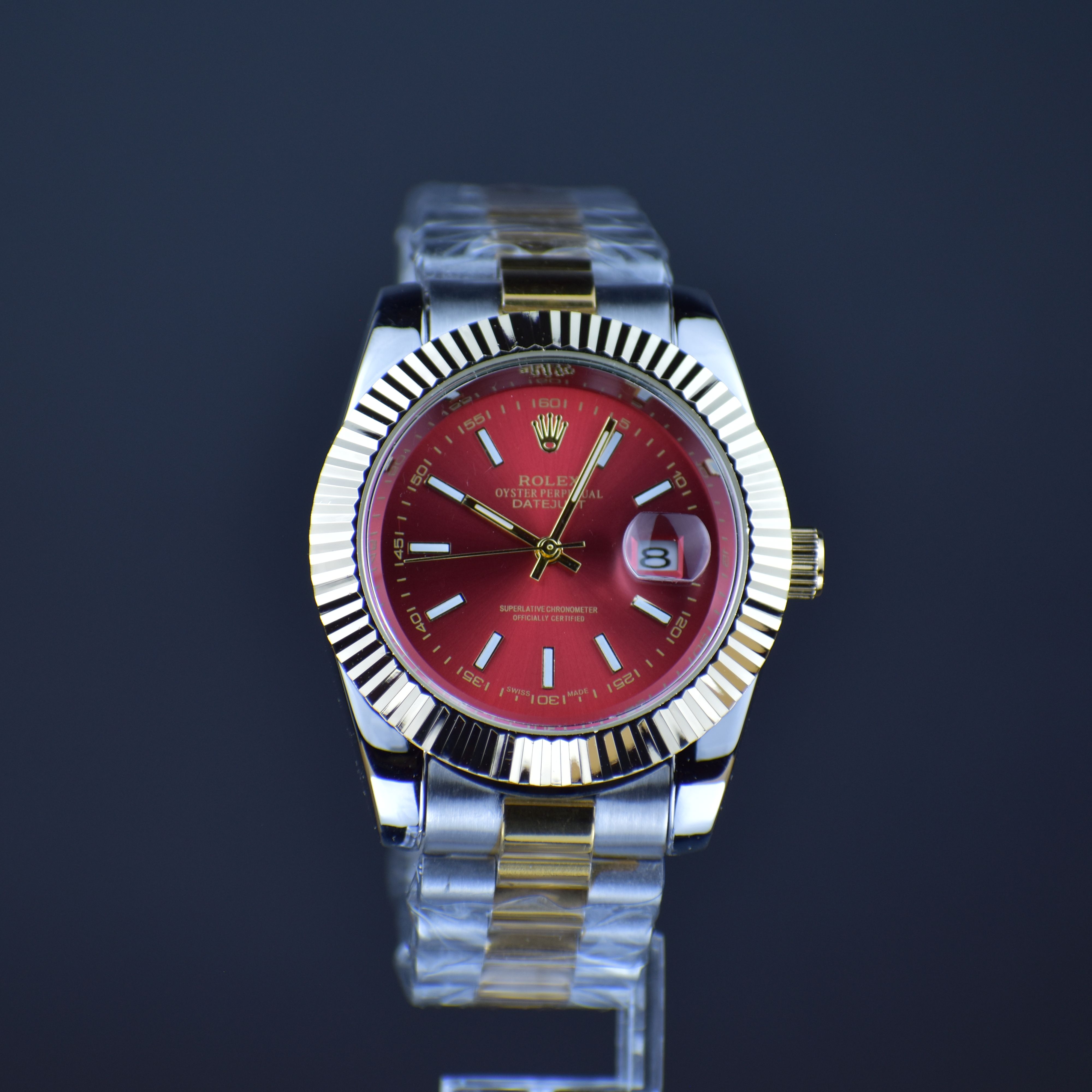 Đồng Hồ Rolex ROL7 Màu Đỏ Viền Trơn - Chống Nước Chống Xước Bền Đẹp Chất Liệu Thép Không Gỉ