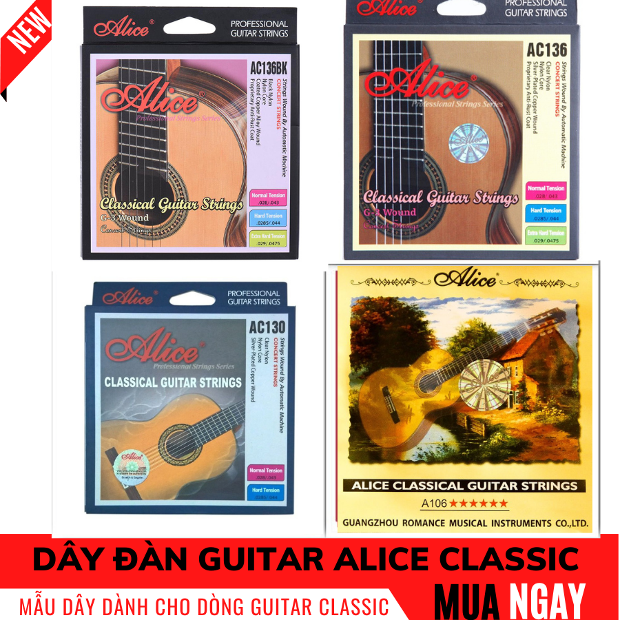 Bộ dây đàn guitar classic alice ac136 ac136bk ac130 ac106 cao cấp dây nilon