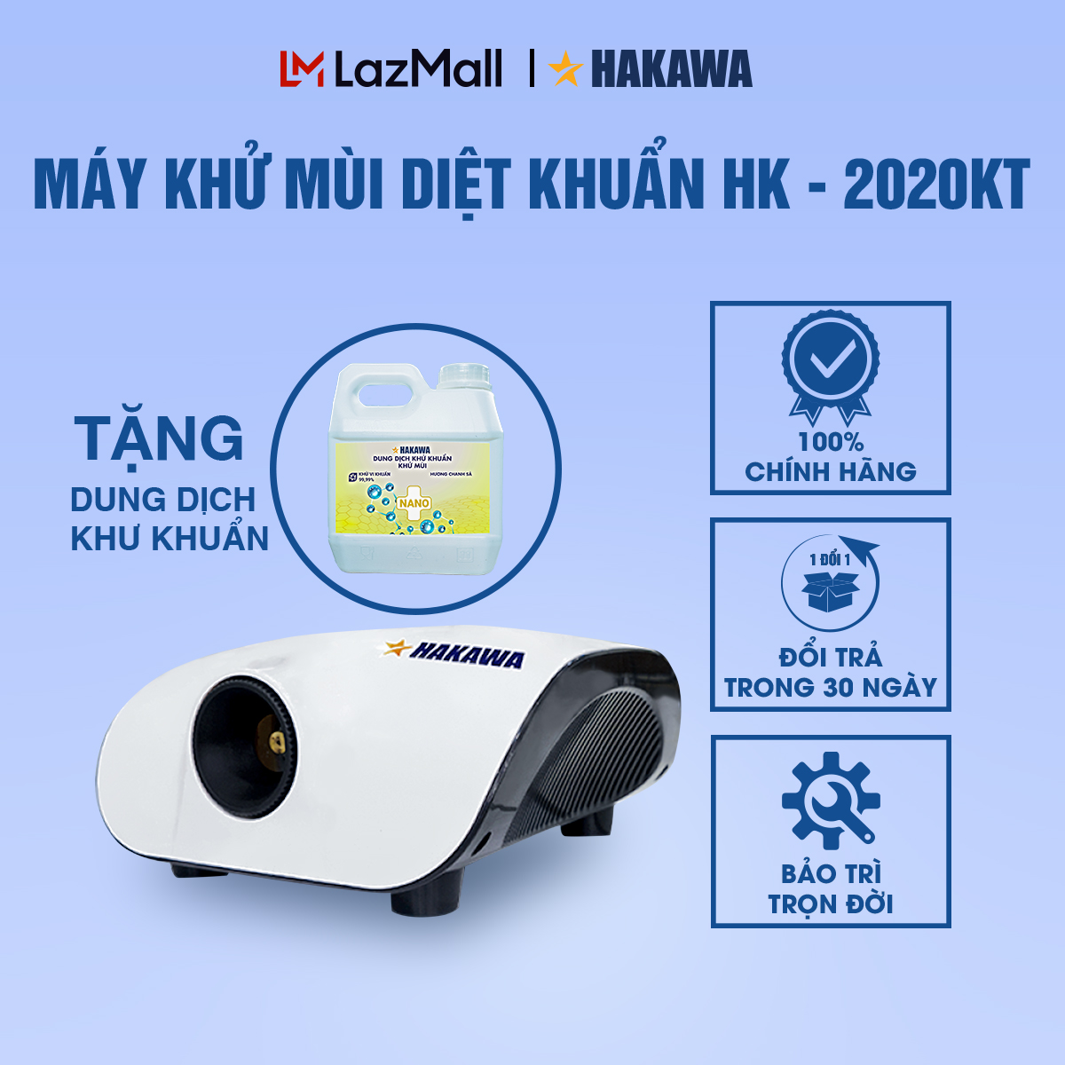 Máy khử mùi diệt khuẩn phun sương nano cao cấp hakawa hk-2020kt - hàng chính hãng - bảo hành 5 năm