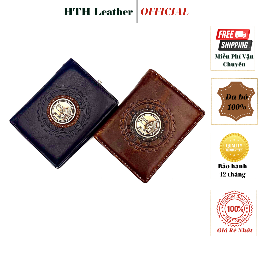 Ví nam da bò thật cao cấp Cefiro TỘC TRƯỞNG HTH 06,Ví da nam bóp nam thời trang hàng hiệu [có tặng kèm hộp ví]