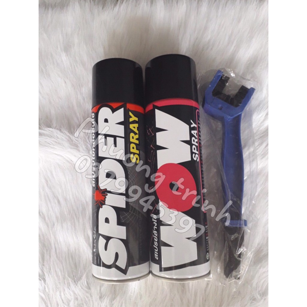 [Hàng có sẵn - Tặng bàn chải] Combo Chai xịt sên Wow - Dưỡng sên Spider 600ml