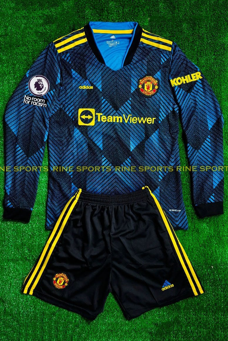 Hàng Thái Bộ áo bóng đá MU xanh dài tay sân khách ( Manchester United) sân Khách hàng Super 2021-2022 Giống thi đấu