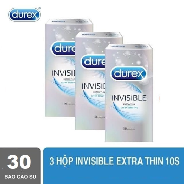 [HCM][ HOT ] COMBO 3 Hộp  Bao Cao Su Durex Invisible Extra Thin siêu mỏng  [che tên sản phẩm]