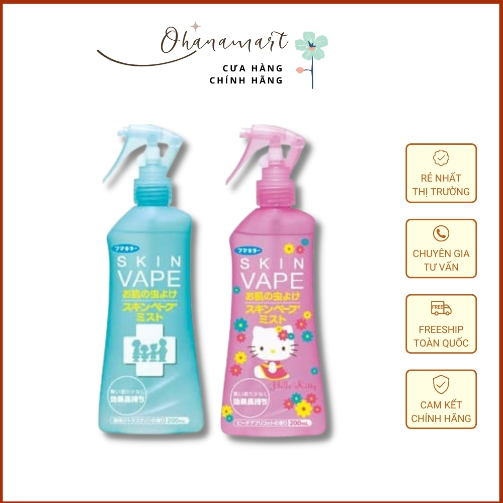 Xịt muỗi skin vape Nhật Bản xịt chống muỗi cho bé skin vape chai 200ml