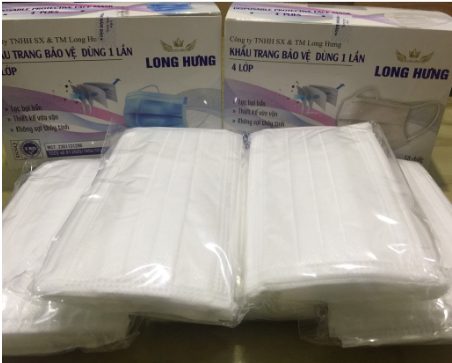Khẩu trang y tế 4 lớp, hàng hãng có logo và kiểm định chất lượng