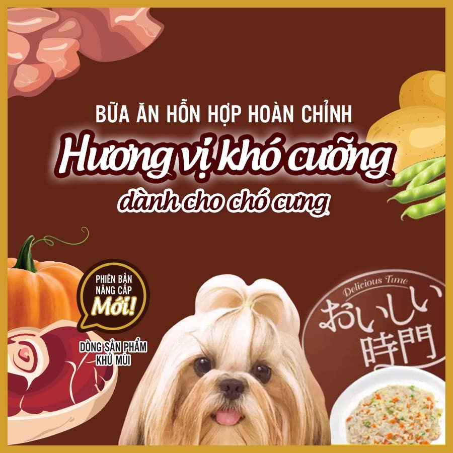 Thịt gà đóng gói cho chó bổ sung gan gà và năm loại rau củ Doggyman