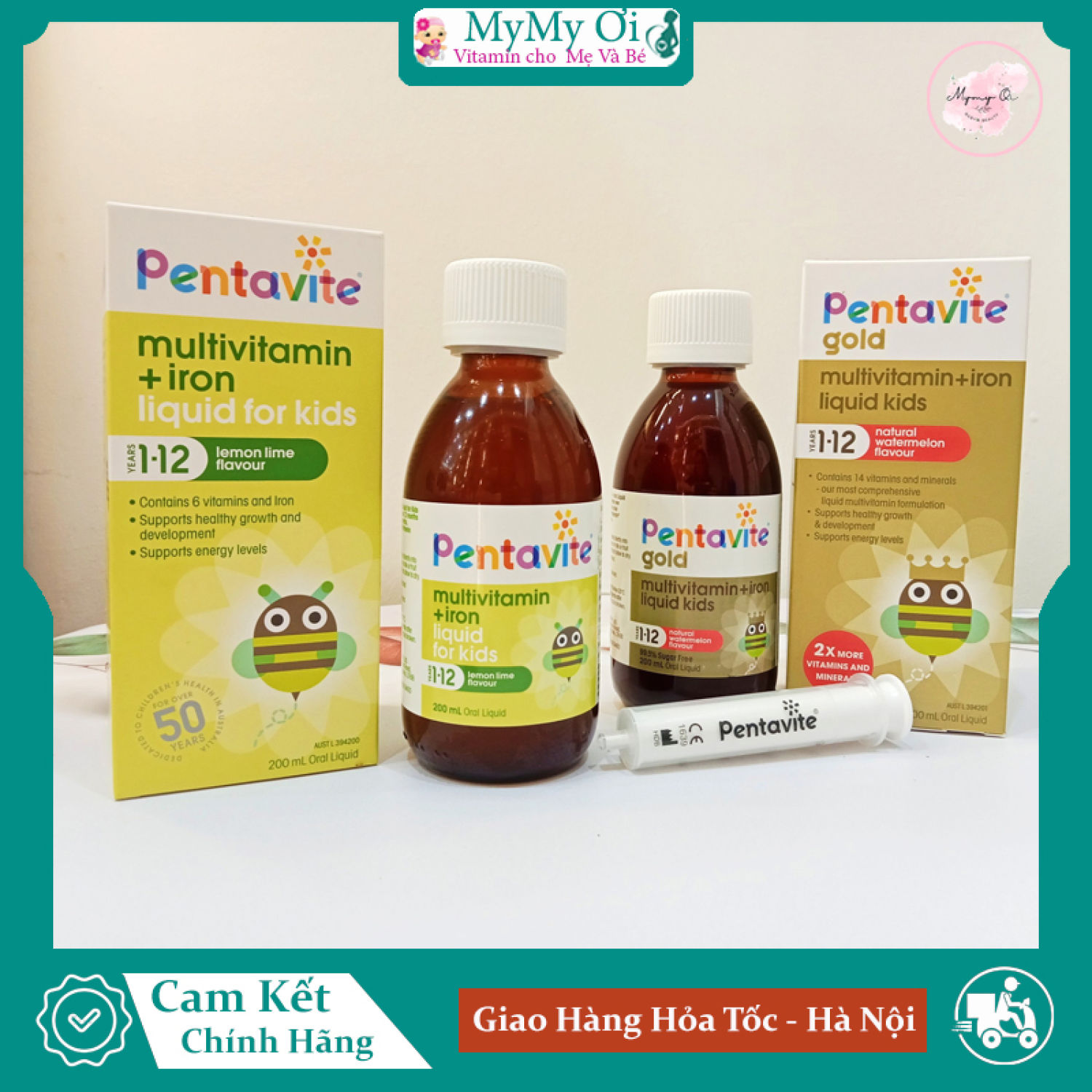 Vitamin tổng hợp Pentavite Gold Multivitamin + Iron Liquid For Kids 200ml - Úc