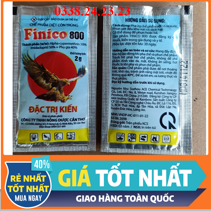 Combo 4 gói thuốc trừ sâu, diệt kiến Finico 800WG( mới)